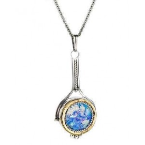 Roman Glass Pendant in Sterling Silver & 9k Yellow Gold-Rafael Jewelry Colares e Pingentes