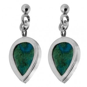 Drop Sterling Silver Earrings with Eilat Stone by Rafael Jewelry Brincos