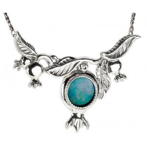 Rafael Jewelry Pomegranate Pendant with Eilat Stone in Sterling Silver Colares e Pingentes
