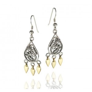 Rafael Jewelry Sterling Silver Filigree Earrings with 9k Gold Brincos