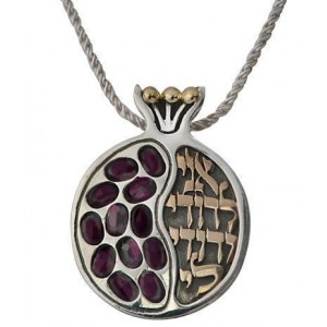 Pomegranate Pendant with Ani LeDodi in Yellow Gold & Sterling Silver with Garnets BY Rafael Jewelry  Artistas e Marcas