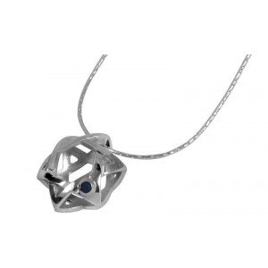 Rafael Jewelry Star of David Pendant in Sterling Silver with Sapphire Joias Judaicas