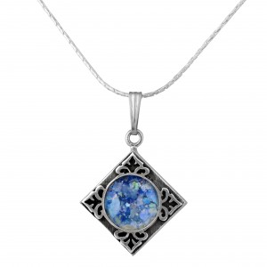Pendant in Sterling Silver & Roman Glass by Rafael Jewelry Joias Judaicas