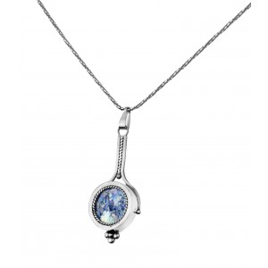 Round Pendant in Sterling Silver & Roman Glass by Rafael Jewelry Joias Judaicas
