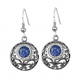 Round Sterling Silver Earrings with Roman Glass by Rafael Jewelry Artistas e Marcas