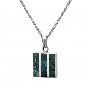 Square Eilat Stone Pendant in Sterling Silver by Rafael Jewelry Joias Judaicas