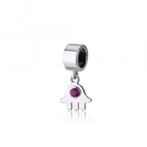 Hamsa charm in Sterling Silver with Ruby Joias Judaicas