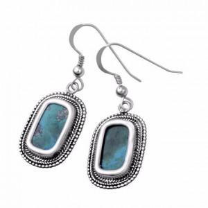 Oval Sterling Silver Earrings with Eilat Stone by Rafael Jewelry Joias Judaicas