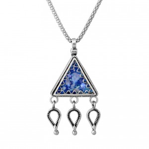 Triangular Pendant in Sterling Silver & Roman Glass by Rafael Jewelry Artistas e Marcas