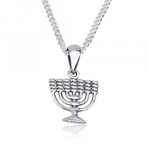 Sterling Silver Menorah Lampstand Pendant
 Colares e Pingentes