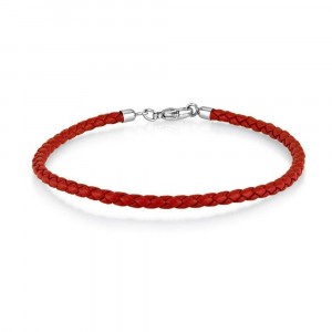 Red Leather Charm Bracelet in 17.5 cm Length
 Pulseiras Judaicas