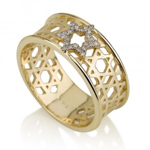 Star of David Spinner Type Ring Made of 14K Gold and Sterling Silver by Ben Jewelry
 Israeli Jewelry Designers
