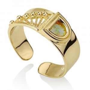 Modern Roman Glass Ring in 14K Gold by Ben Jewelry
 Joias Judaicas
