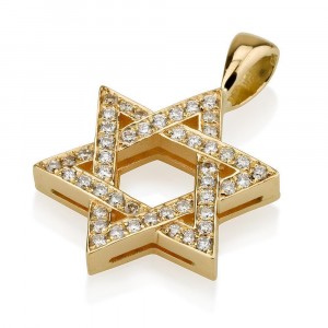 Star of David Pendant with Diamonds in 18K Yellow Gold by Ben Jewelry Bar-Mitsvá
