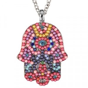 Yair Emanuel Large Hamsa Necklace in Colours Colares e Pingentes