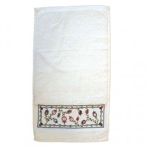 Yair Emanuel Ritual Hand Washing Towel with Embroidered Pomegranates Judaica
