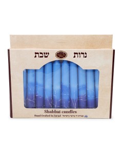 Conjunto de Velas para Shabat de Safed com Faixas Azuis e Turquesas Candle Holders & Candles