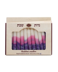 Velas para Shabat de Safed nas Cores Roxa e Azul Shabat