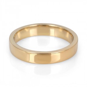 14K Gold Jerusalem-Made Traditional Jewish Flat-Sided Wedding Ring (4 mm) Casamento Judaico
