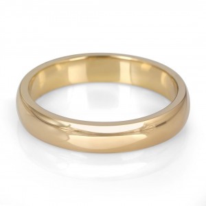 14K Gold Jerusalem-Made Traditional Jewish Wedding Ring With Comfort Edge (4 mm) Casamento Judaico

