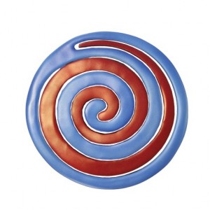 Yair Emanuel Alumínio Anodizado Two Piece Trivet Set with Red and Blue Swirl Yair Emanuel