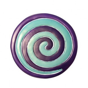 Yair Emanuel Alumínio Anodizado Two Piece Trivet Set with Purple and Blue Swirl