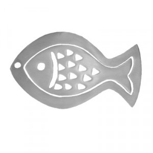 Yair Emanuel Alumínio Anodizado Two Piece Trivet Set in Silver Fish Shape Yair Emanuel
