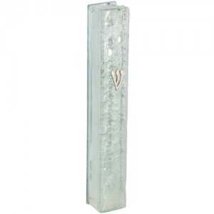 Glass Mezuzah with Broken Glass Case made from Silicon Cork Judaica
