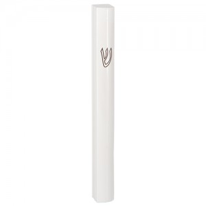 White Aluminum Mezuzah with Half Rounded Body and Black Shin for 12cm Scroll Mezuzás
