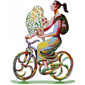 David Gerstein Flower Girl Bike Rider Sculpture Decoração do Lar