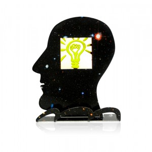 David Gerstein What an Idea Head Sculpture with Galaxy Pattern Decoração do Lar