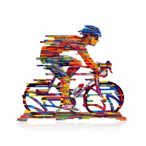 Multi Colored Cyclist Sculpture by David Gerstein Default Category