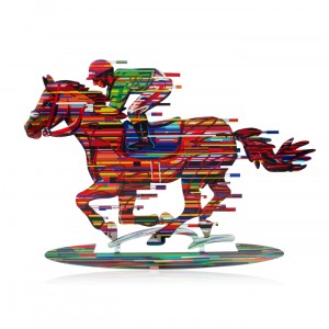 Multi Colored Jockey on Horse Sculpture by David Gerstein Decoração do Lar