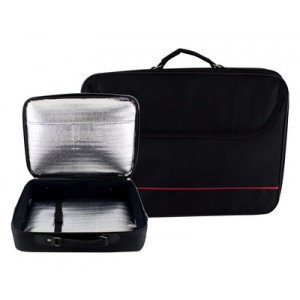 Black Tallit Bag with Thermal Insulation and Thin Red Stripe Bolsas para Talit