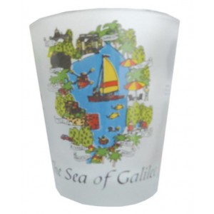 Shot Glass with Detailed Sea of Galilee and Map of Israel Image Shot Glasses