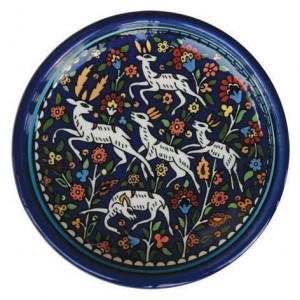 Armenian Ceramic Bowl with Sprinting Gazelles & Flowers Tigelas
