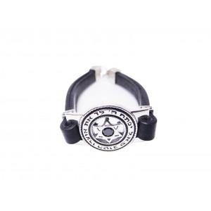 Star of David Bracelet with Leather Strap & Engraving Pulseiras Judaicas