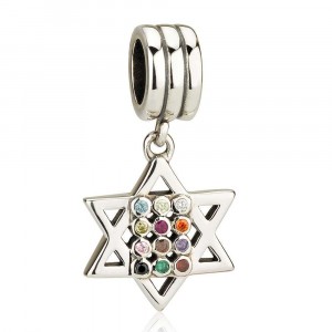 Charm with Hoshen and Star of David Design in Sterling Silver Joias Judaicas