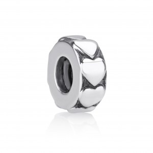Charm Stopper with Hearts in Sterling Silver Default Category