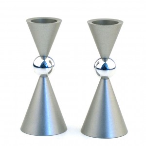 Small Shabbat Candlesticks with Ball Shaped Center Default Category