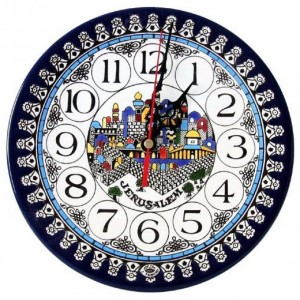 Armenian Ceramic Clock with Jerusalem Design Dia de Jerusalém