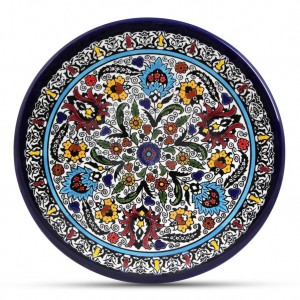 Armenian Ceramic Plate with Armenian Tulip Ornamental Flower Motif Cerâmica Armênia