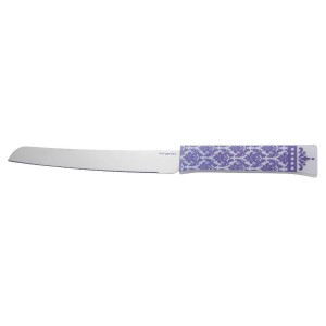 Challah Knife with Leaf Pattern in GRAY Ocasiões Judaicas