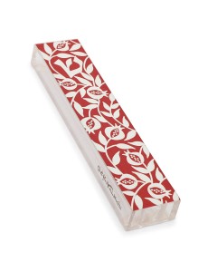Red Mezuzah with White Pomegranate Design Default Category