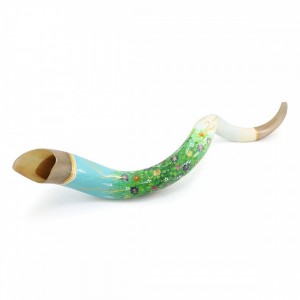 Hand Painted Kudu Shofar With Flower Meadow Design Default Category