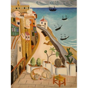 Original Serigraph, Port of Old Jaffa by Reuven Rubin Limited Edition  Artistas e Marcas