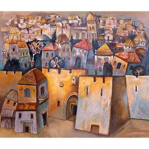 Hand Signed Serigraph, Jerusalem by Gregory Kohelet, Numbered Limited Edition   Imagens Judaicas