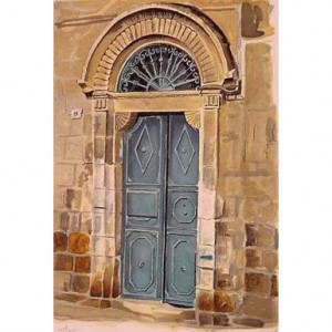 Hand-Signed and Numbered Serigraph, Ben Yehuda’s Door by Arie Azene Limited Edition  Decoração do Lar