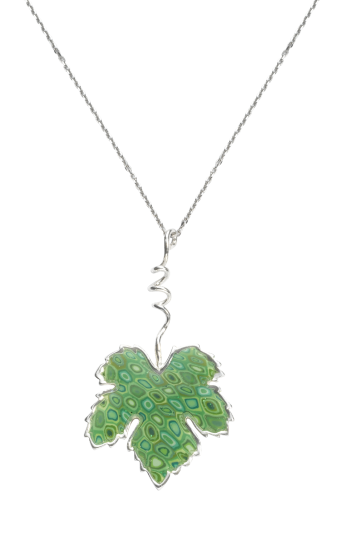 Necklace with Green Mosaic Leaf Pendant