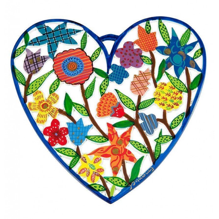 Yair Emanual Home Décor in Heart-Frame with Flowers Laser Cut
